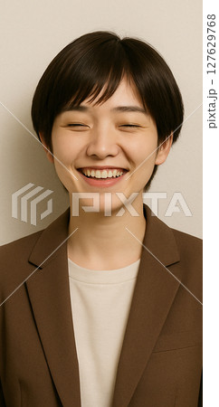 日本人若い女性！10代、20代、30代、40代ぐらいの大人学生～OLの笑顔！スマイルAI画像 127629768