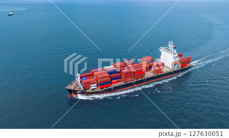 Aerial view container cargo ship freight shipping international, Global business freight shipping import export logistic transportation container ship, Container cargo ship sea freight container ship. Aerial view container cargo ship freight shipping international, Global business freight shipping import export logistic transportation container ship, Container cargo ship sea freight container ship. 127630051