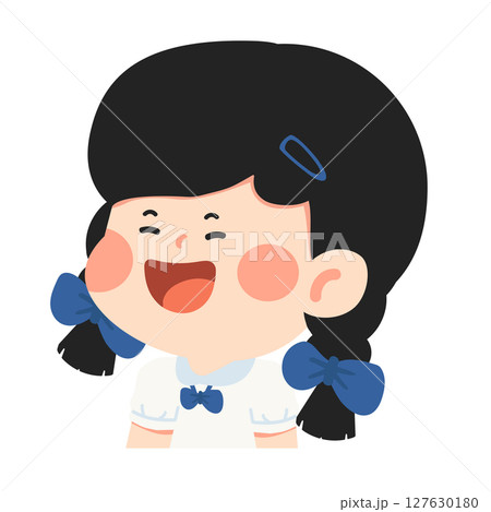 Cartoon Illustration of a Happy Girl Cartoon Illustration of a Happy Girl 127630180