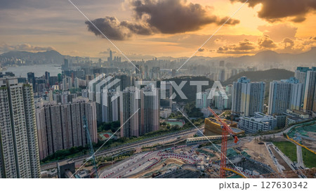 June 8 2025 View of Urban High-Rise Construction Site with Tower Cranes 127630342