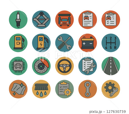 Essential Auto Repair And Diagnostic Icons Collection For Garage Use 127630739