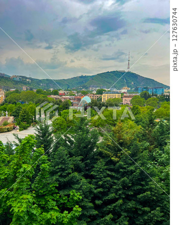 Tbilisi, Georgia - May 02, 2025: Tbilisi city center from Narikala hill . High quality photo Tbilisi, Georgia - May 02, 2025: Tbilisi city center from Narikala hill . High quality photo 127630744