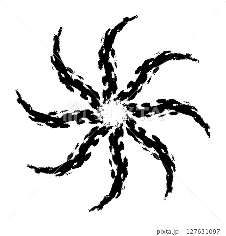 墨で描いた渦を巻いた手裏剣の模様のベクターイラスト 墨で描いた渦を巻いた手裏剣の模様のベクターイラスト 127631097