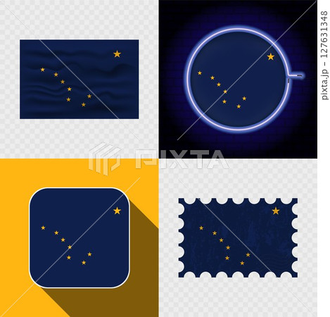 Creative Alaska Flag Icon Set Collection. Creative Alaska Flag Icon Set Collection. 127631348