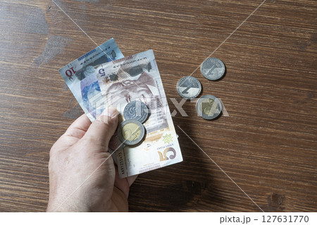 some Georgian Lari banknotes and coins some Georgian Lari banknotes and coins 127631770
