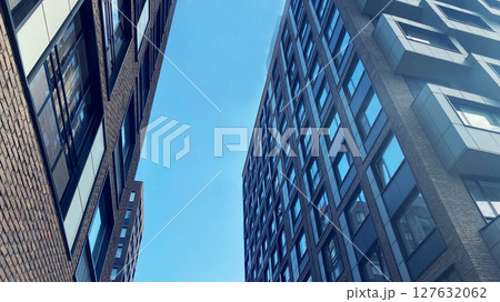 Architecture and real estate, modern residential apartment building with large panoramic windows 127632062
