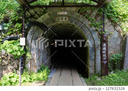 佐渡金山　道遊坑（明治官営鉱山コース）坑道出口 127632326