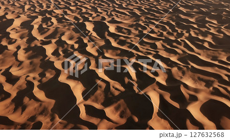 Aerial top view on sand dunes in desert Aerial top view on sand dunes in desert 127632568