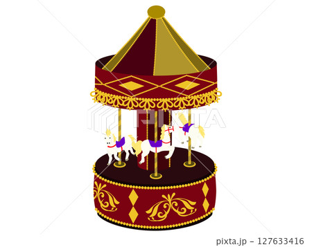 かわいいメリーゴーランドのオルゴール（主線なし） 127633416