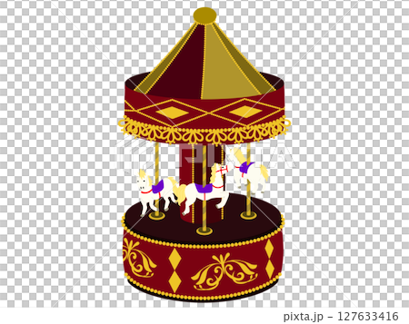 かわいいメリーゴーランドのオルゴール（主線なし） 127633416