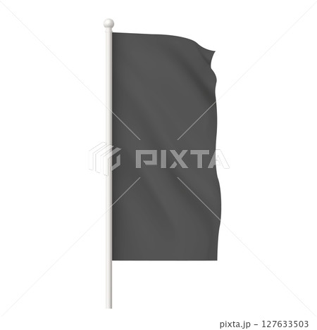 Black waving flag template, clean fabric vertical canvas for promotion design, flag on flagpole vector 3d mockup Black waving flag template, clean fabric vertical canvas for promotion design, flag on flagpole vector 3d mockup 127633503