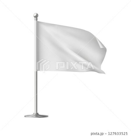 White waving flag template, clean fabric...のイラスト素材 [127633525] - PIXTA