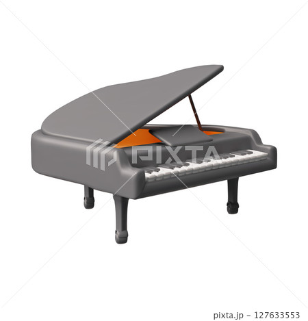 3D vector icon of piano with keys in gray color on isolated background. 3D vector icon of piano with keys in gray color on isolated background. 127633553