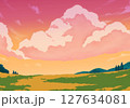 夕焼けに染まる風景 127634081