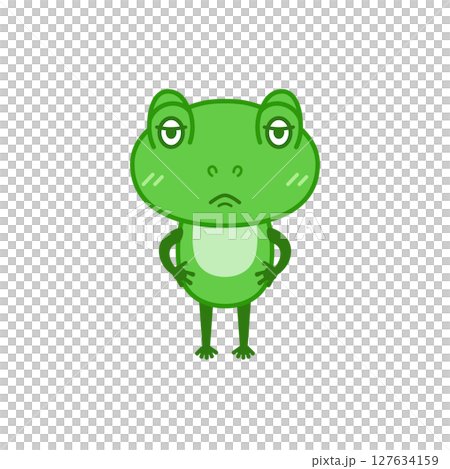 カエルイラスト（緑・ジト目） 127634159