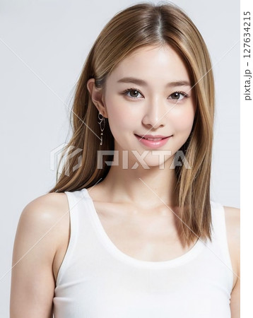 白いワンピースの若い女性 白いワンピースの若い女性 127634215