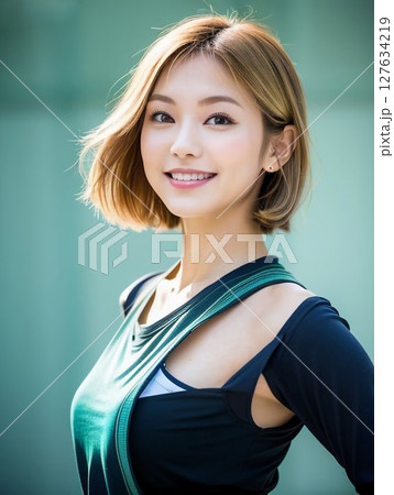 若い女性のスタジオ撮影 127634219