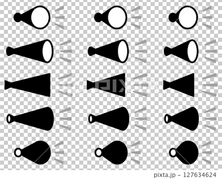 Vector illustration set of various megaphone, loudspeaker icons 127634624