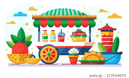 The vibrant colors of the traditional Mexican street food are mouthwatering and appealing. 127634674