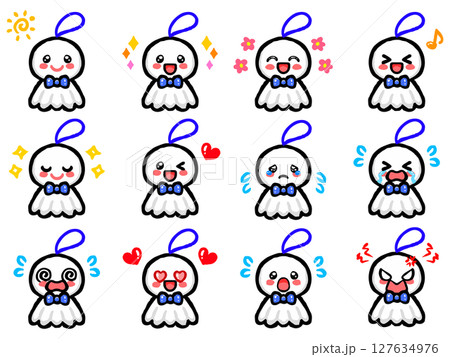 落書き風てるてる坊主のイラスト素材セット3 127634976