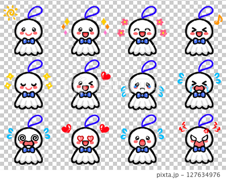 落書き風てるてる坊主のイラスト素材セット3 127634976