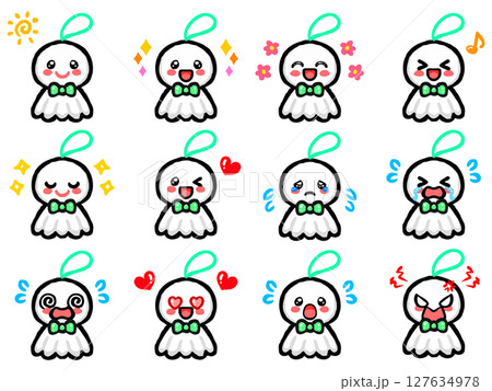 落書き風てるてる坊主のイラスト素材セット 127634978