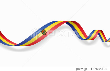 Moldovan flag wavy abstract background. Vector illustration. 127635120