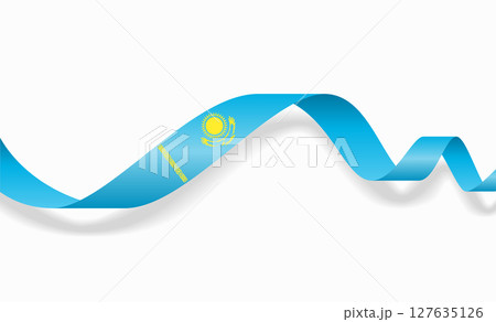 Kazakhstan flag wavy abstract background. Vector illustration. 127635126