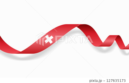 Swiss flag wavy abstract background. Vector illustration. 127635173