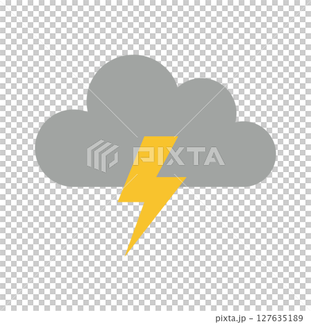 雷の天気アイコン（フラット・白背景）／シンプルな雷マーク 127635189
