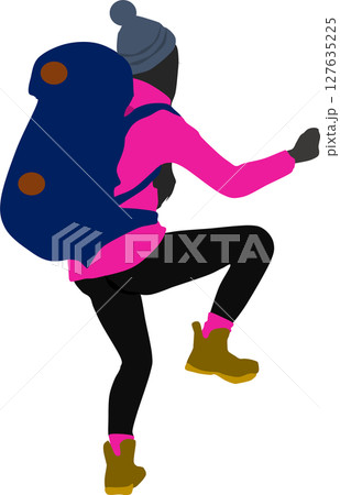 登山中の女性のイラスト	 127635225