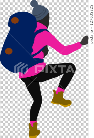 登山中の女性のイラスト	 127635225