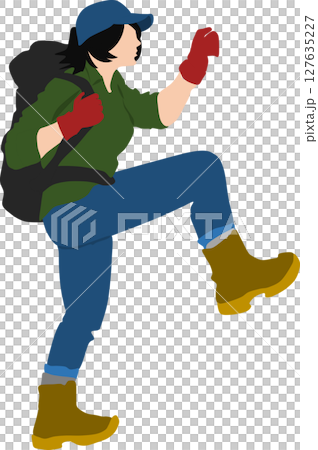 登山中の女性のイラスト	 127635227