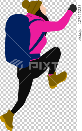 登山中の女性のイラスト	 127635228