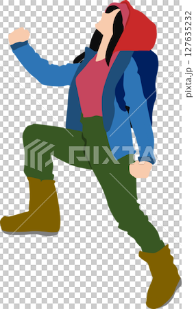 一位婦女爬山的插圖 127635232