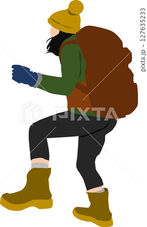 登山中の女性のイラスト	 127635233