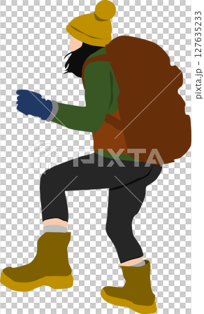 登山中の女性のイラスト	 127635233