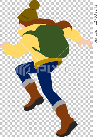 女性が登山中のイラスト	 127635243