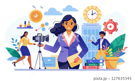 Filmed on a Helium camera, this time-lapse captures the energy and efficiency of a successful businesswoman navigating a busy day in a vibrant, multicultural workplace. 127635345