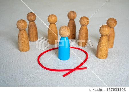 The blue human figure is separated from the rest of the people by a red circle. Personal space 127635508