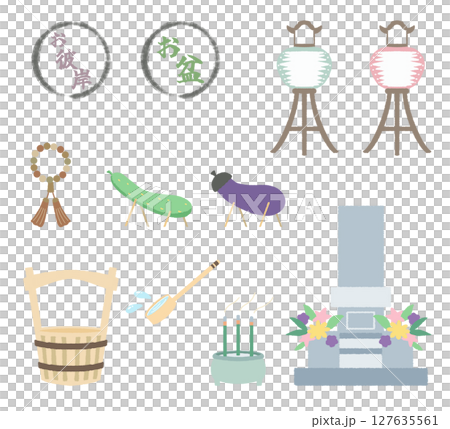 盂蘭盆節和彼岸插畫集 127635561