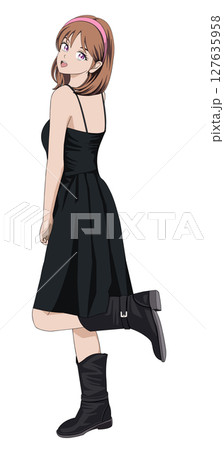 黒いドレスを着た女性 127635958