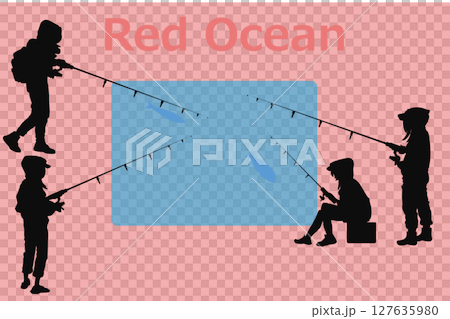 レッドオーシャンとブルーオーシャンのイラスト レッドオーシャンとブルーオーシャンのイラスト 127635980