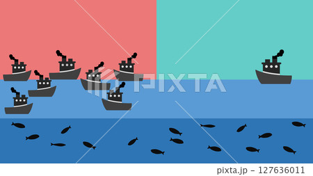 レッドオーシャンとブルーオーシャンのイラスト レッドオーシャンとブルーオーシャンのイラスト 127636011