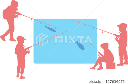 レッドオーシャンとブルーオーシャンのイラスト	 127636073