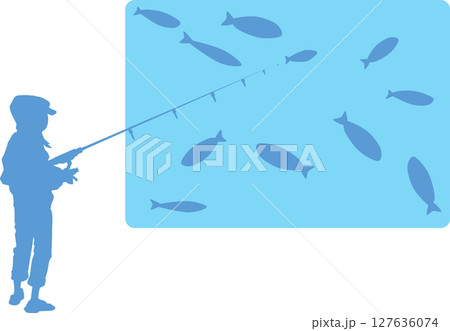 レッドオーシャンとブルーオーシャンのイラスト	 127636074