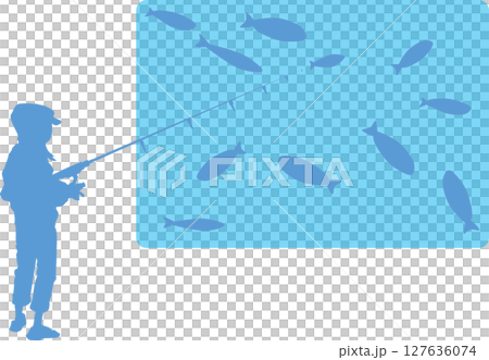 レッドオーシャンとブルーオーシャンのイラスト	 127636074