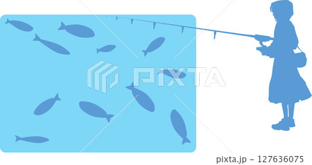 レッドオーシャンとブルーオーシャンのイラスト	 127636075