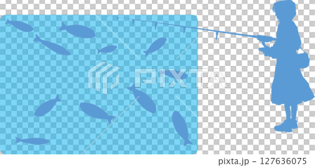 レッドオーシャンとブルーオーシャンのイラスト	 127636075