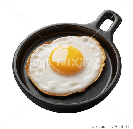Egg fried 3d icon transparent PNG isolated on white background. Egg fried 3d icon transparent PNG isolated on white background. 127636181